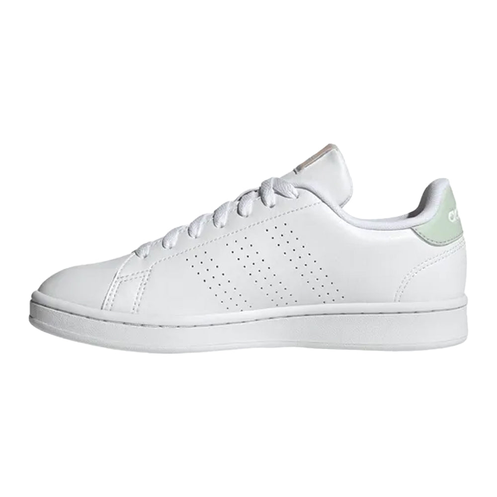 White - Side - Adidas Womens-Ladies Advantage Leather Trainers