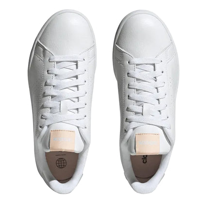 White - Lifestyle - Adidas Womens-Ladies Advantage Leather Trainers