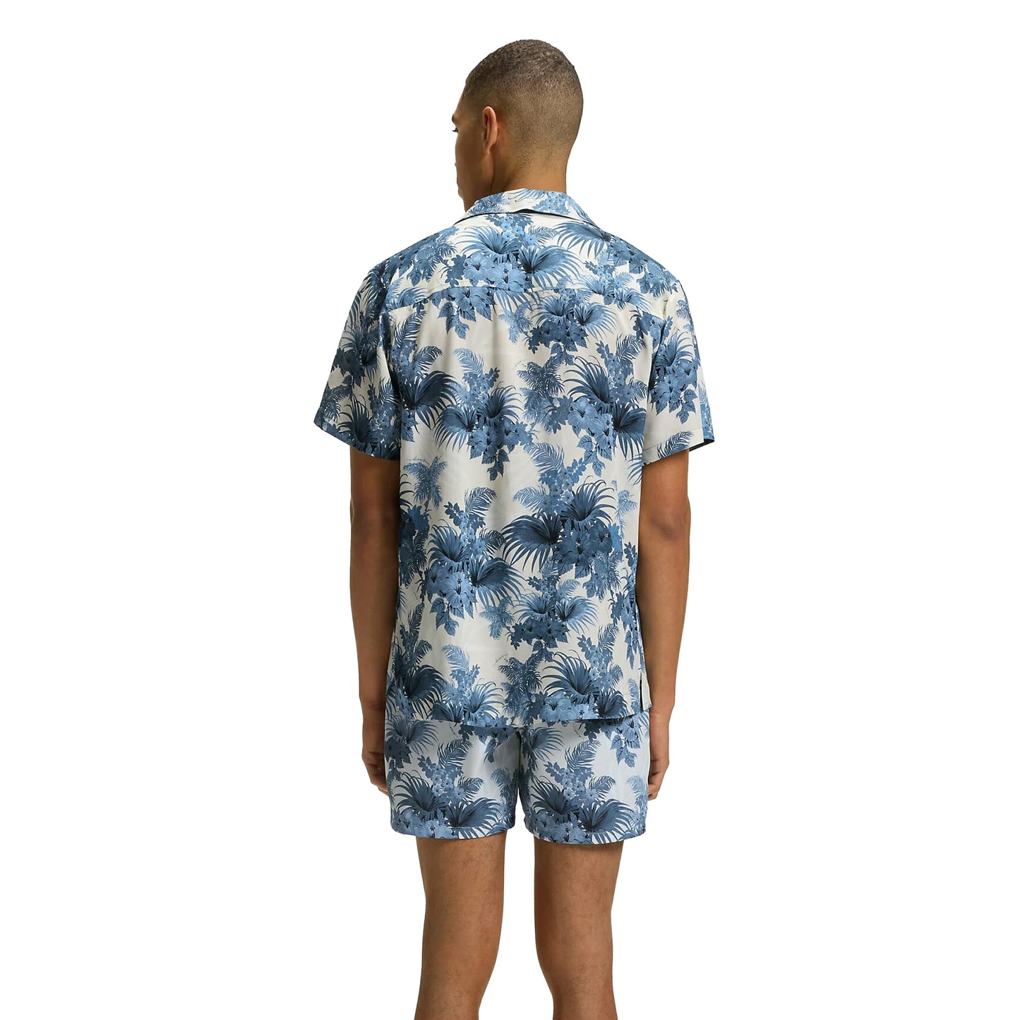Blue - Back - Boss Mens Floral Regular Short-Sleeved Shirt