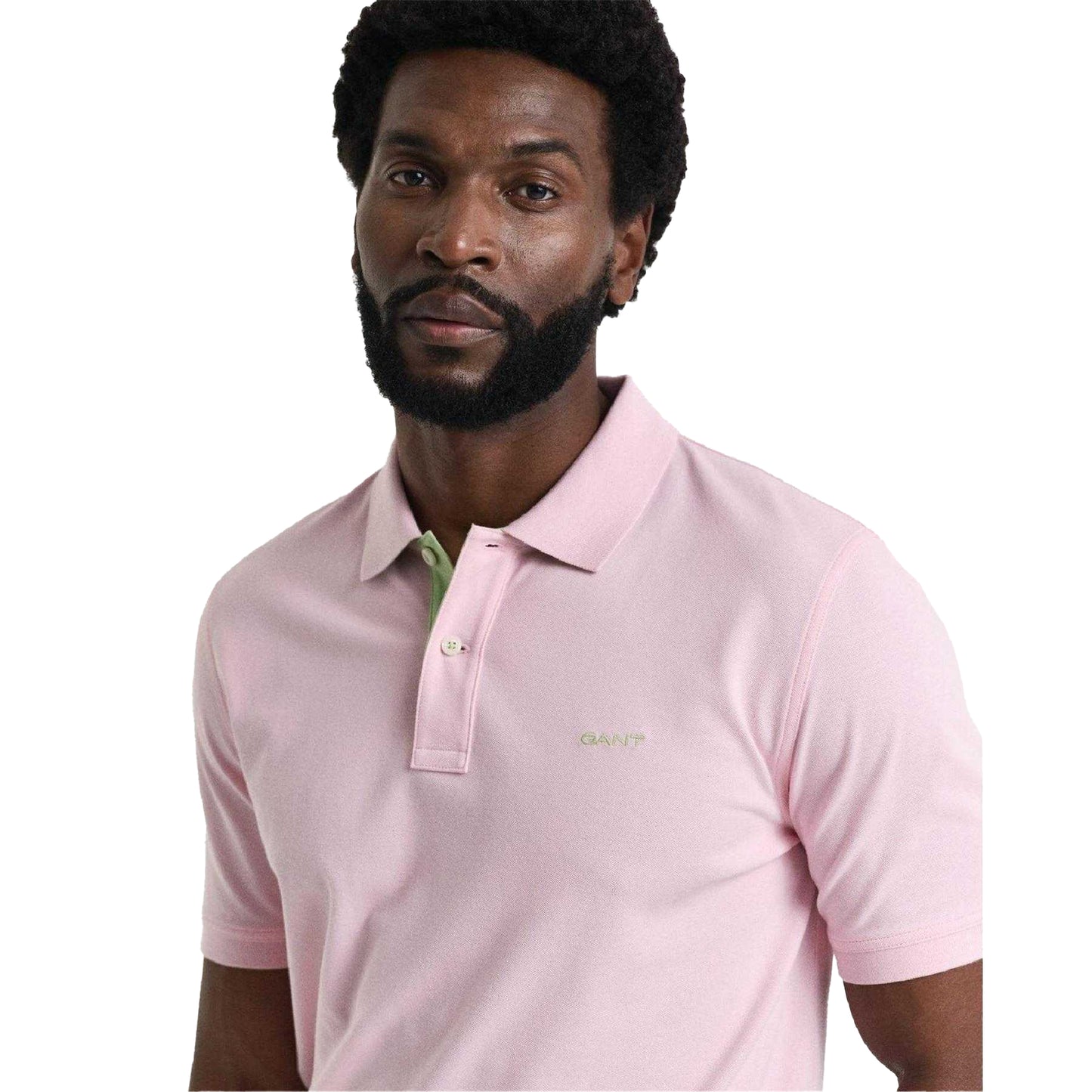 Pink - Side - Gant Mens Contrast Pique Polo Shirt