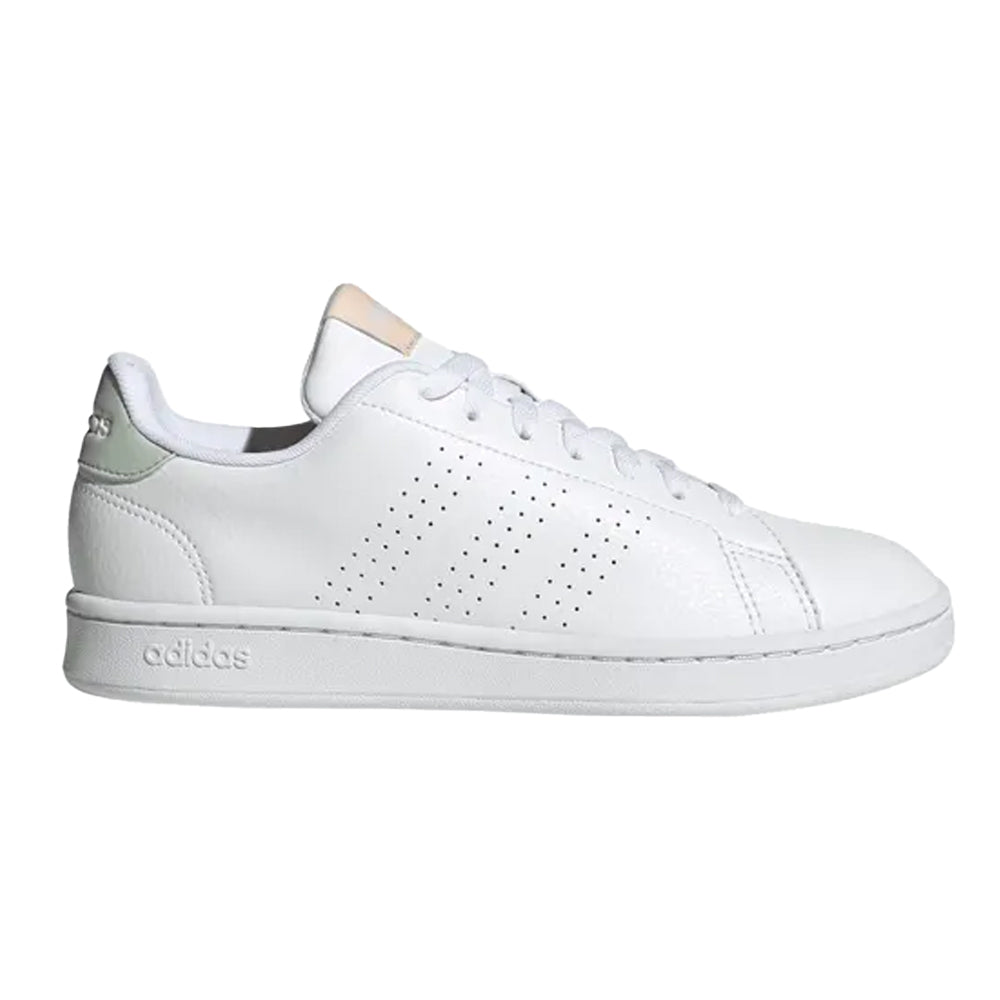 White - Front - Adidas Womens-Ladies Advantage Leather Trainers