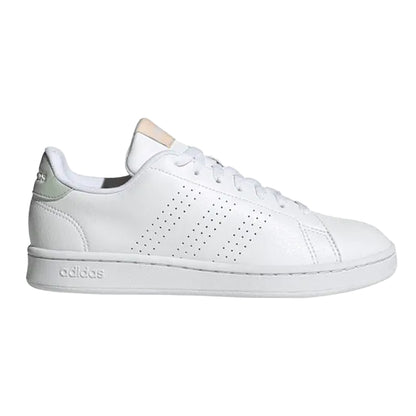 White - Front - Adidas Womens-Ladies Advantage Leather Trainers