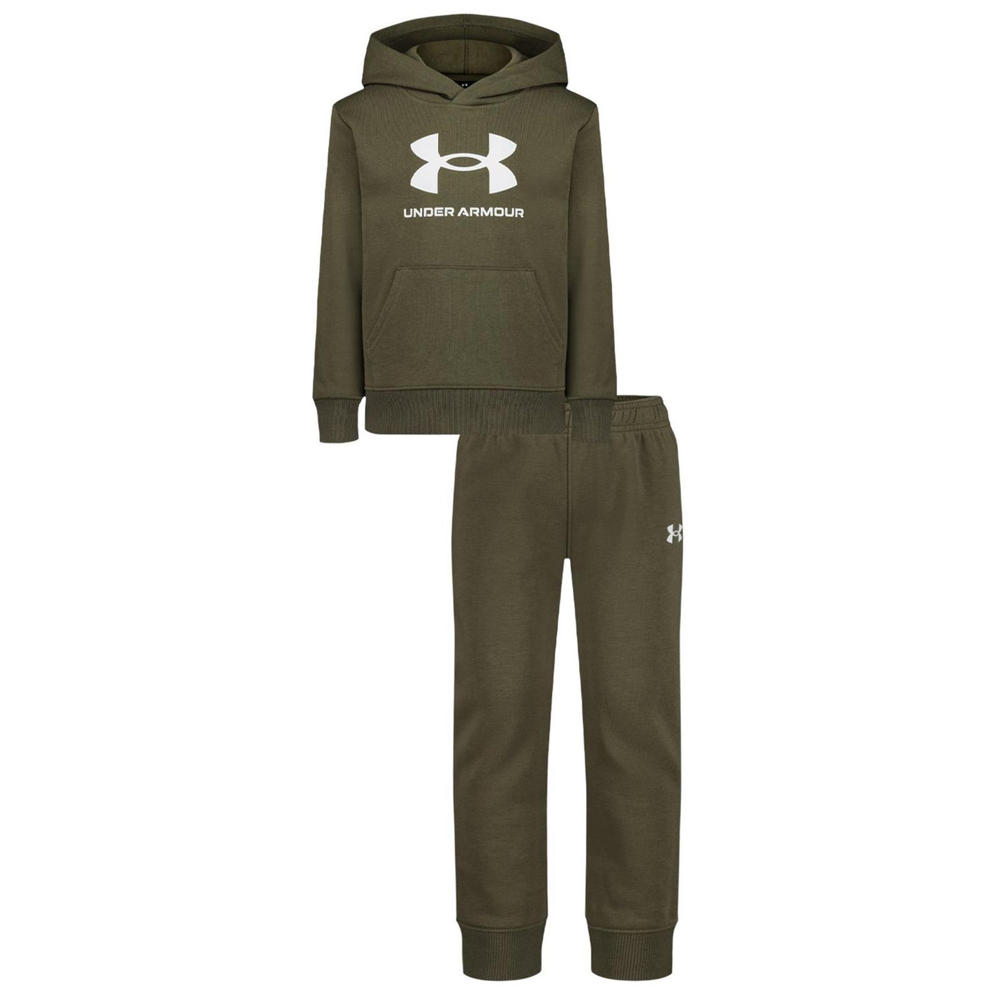 Marine-White - Front - Under Armour Boys Big Logo Hoodie And Joggers Set