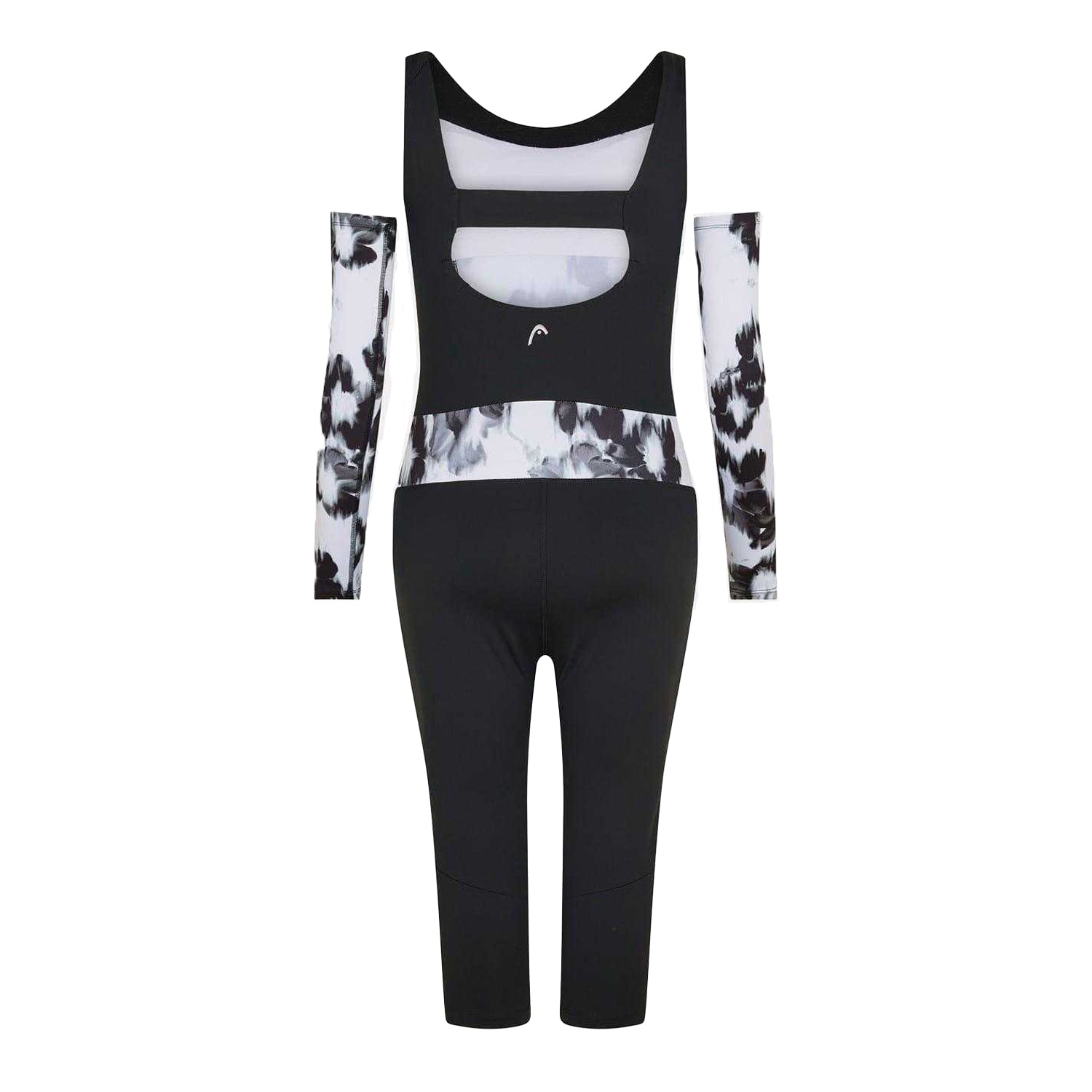 White - Back - Head Womens-Ladies Abstract Floral Scoop Neck Ski Suit