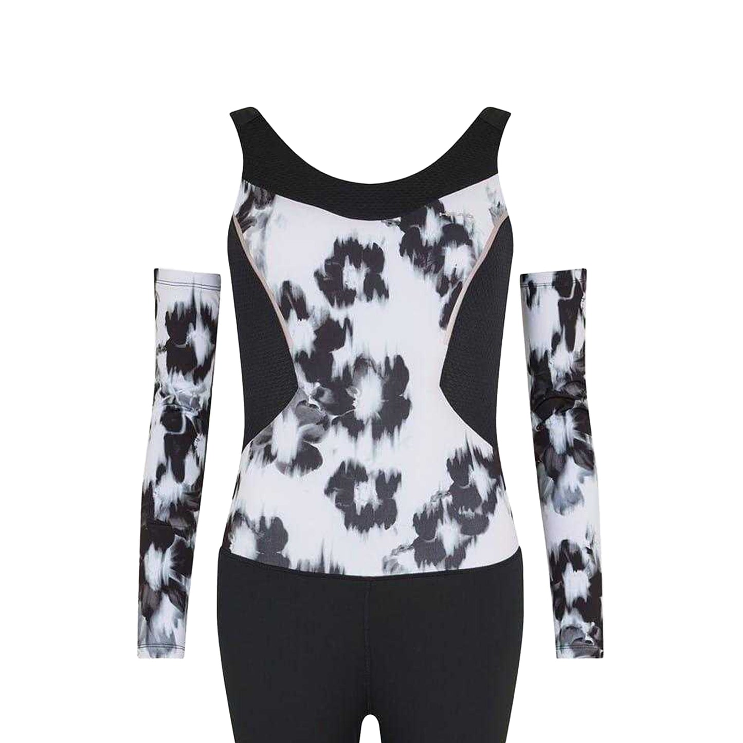White - Side - Head Womens-Ladies Abstract Floral Scoop Neck Ski Suit
