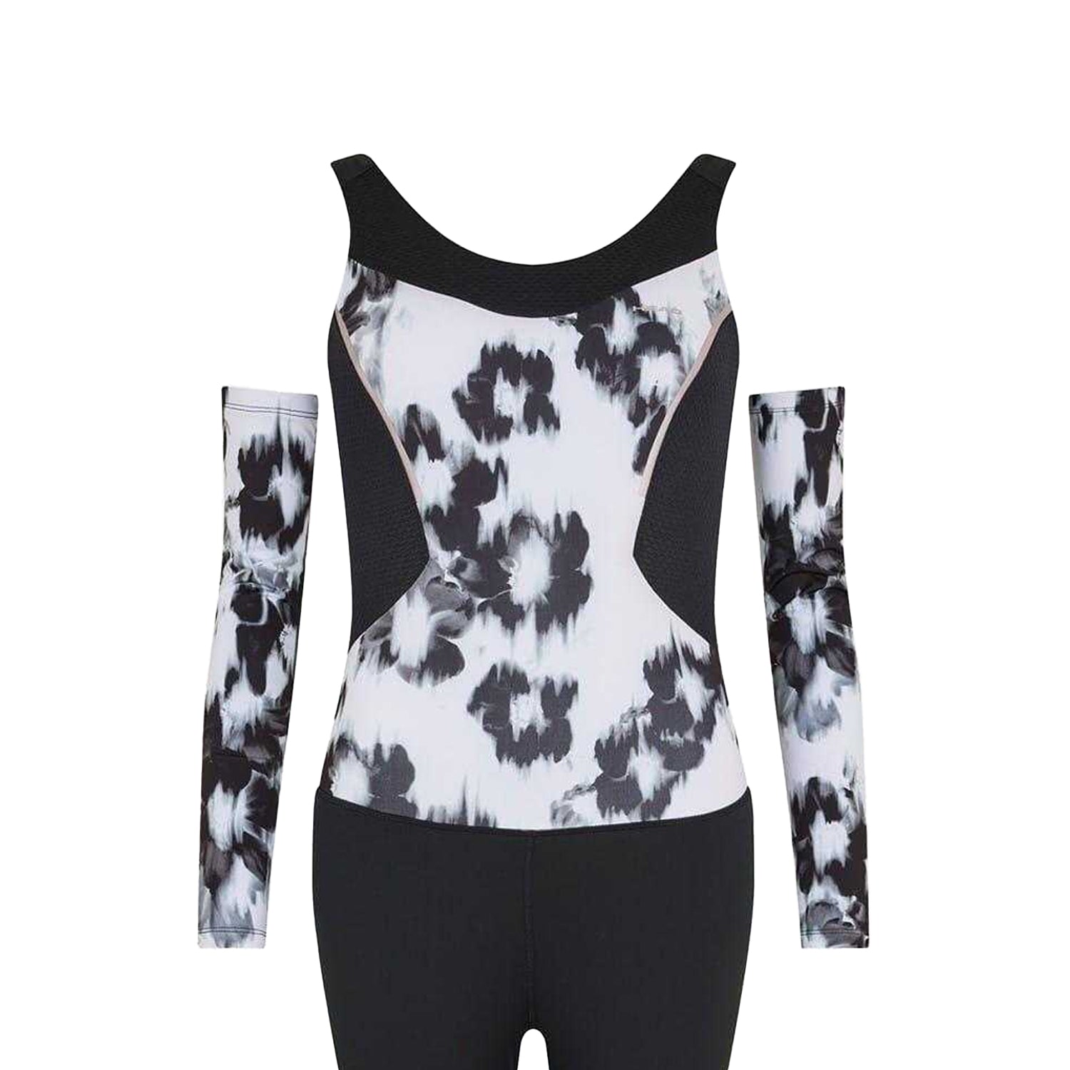 White - Side - Head Womens-Ladies Abstract Floral Scoop Neck Ski Suit