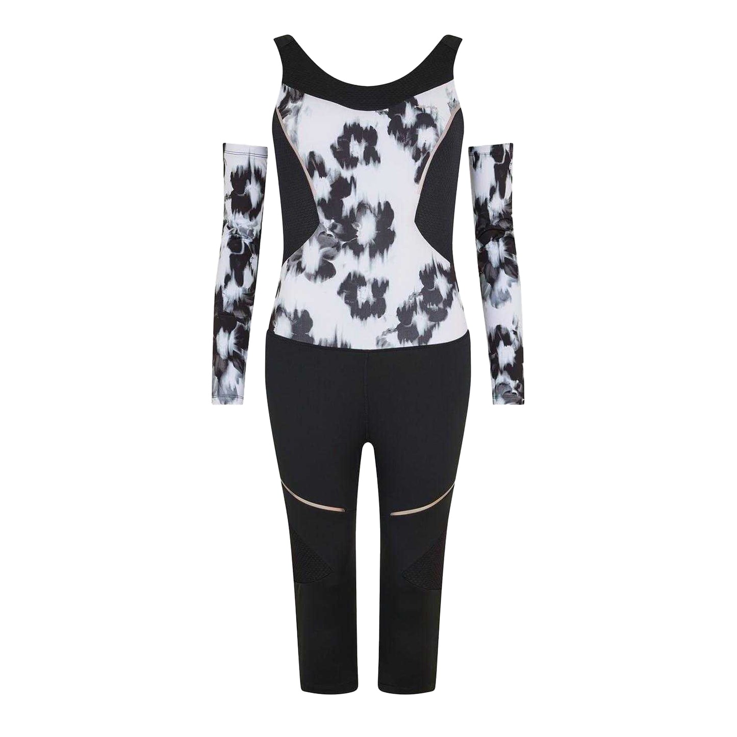White - Front - Head Womens-Ladies Abstract Floral Scoop Neck Ski Suit