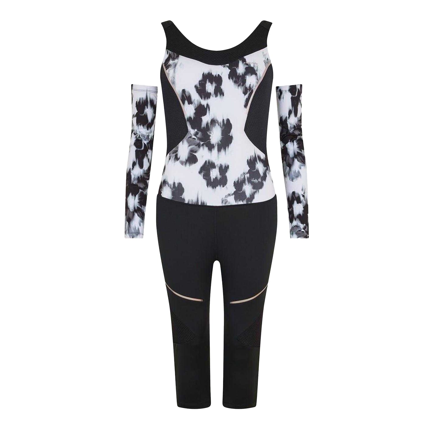 White - Front - Head Womens-Ladies Abstract Floral Scoop Neck Ski Suit