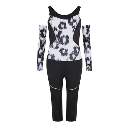 White - Front - Head Womens-Ladies Abstract Floral Scoop Neck Ski Suit