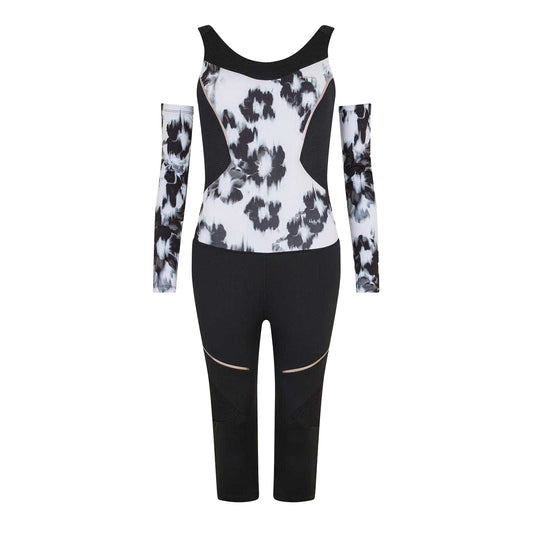 White - Front - Head Womens-Ladies Abstract Floral Scoop Neck Ski Suit