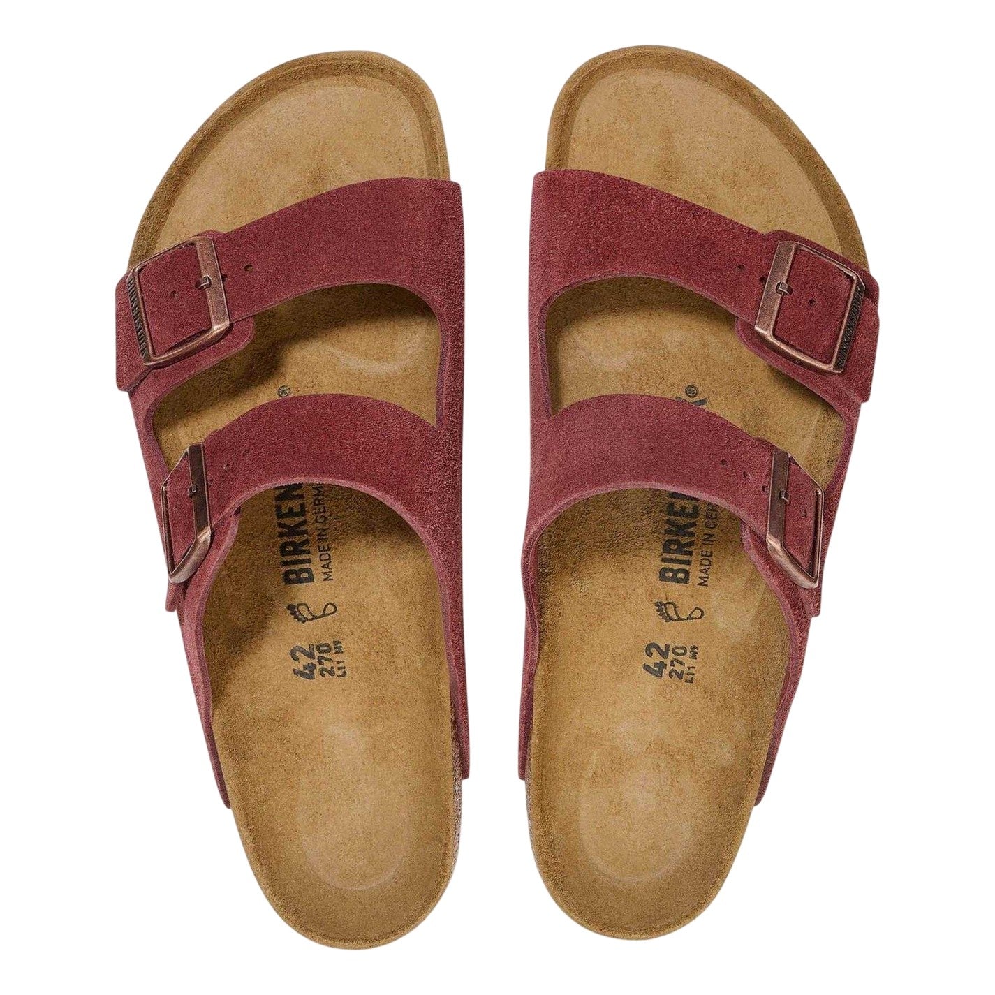 Red - Back - Birkenstock Womens-Ladies Arizona Leather Sandals