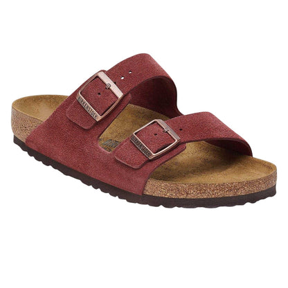 Red - Side - Birkenstock Womens-Ladies Arizona Leather Sandals