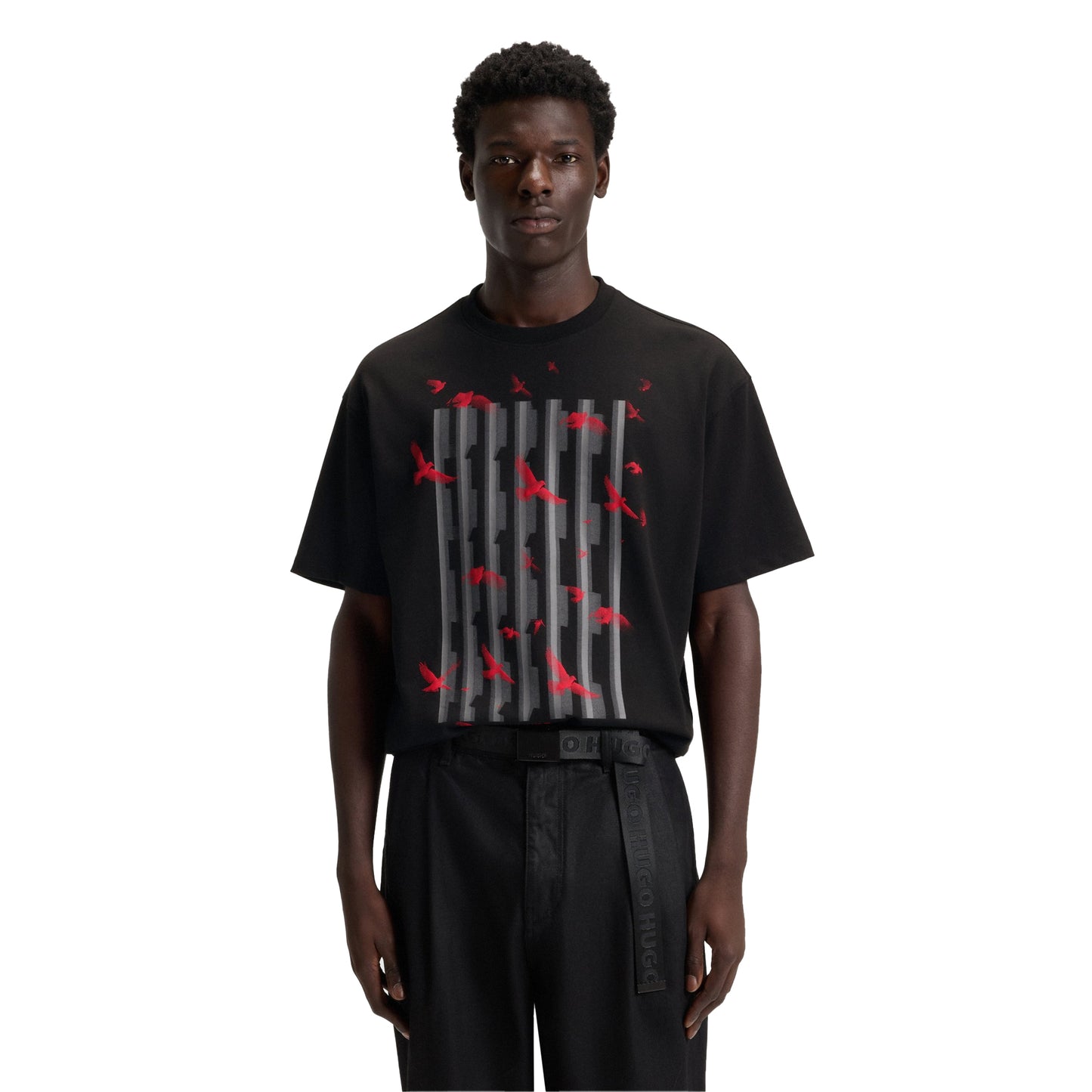 Black - Side - Hugo Mens Digraph Polo Shirt