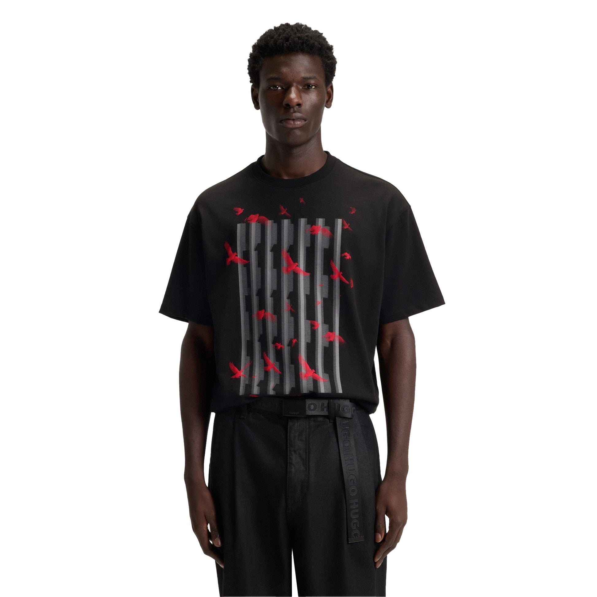 Black - Side - Hugo Mens Digraph Polo Shirt