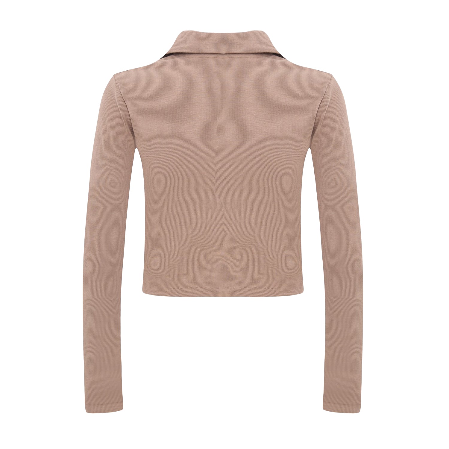 Mocha - Back - I Saw It First Womens-Ladies Collared Long-Sleeved Top