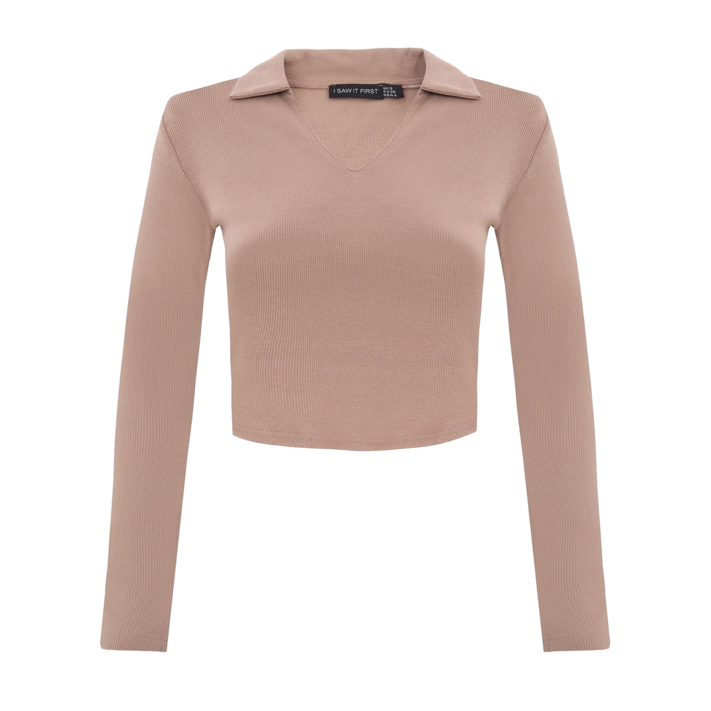Mocha - Front - I Saw It First Womens-Ladies Collared Long-Sleeved Top