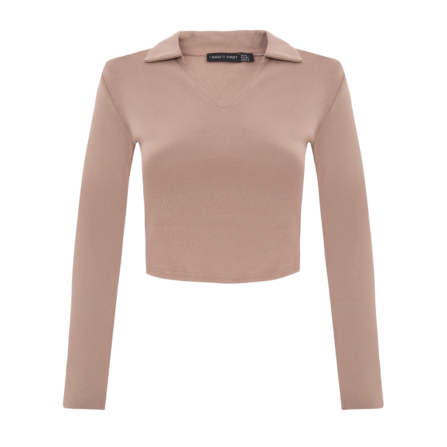 Mocha - Front - I Saw It First Womens-Ladies Collared Long-Sleeved Top
