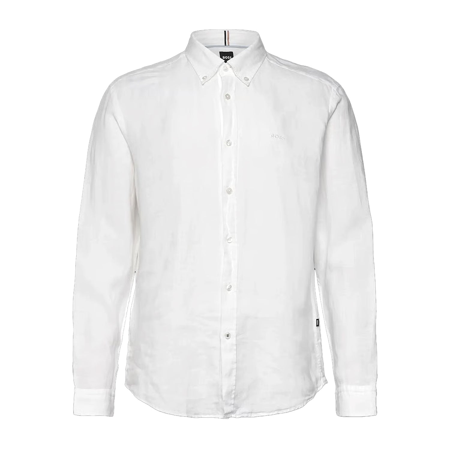 White - Front - Boss Mens Liam Point Collar Regular Long-Sleeved Shirt