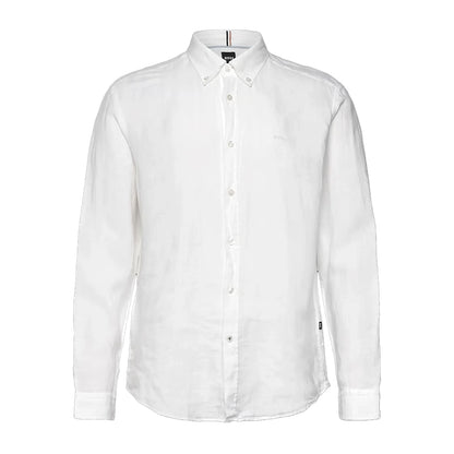 White - Front - Boss Mens Liam Point Collar Regular Long-Sleeved Shirt