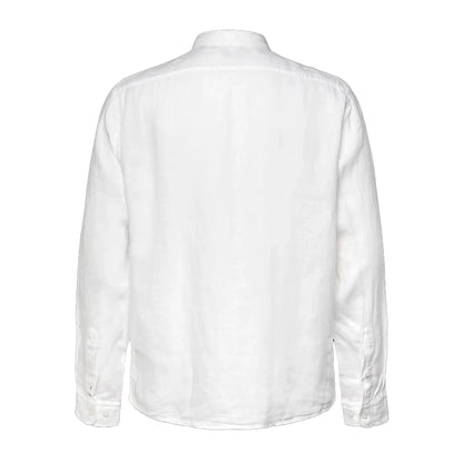 White - Back - Boss Mens Liam Point Collar Regular Long-Sleeved Shirt