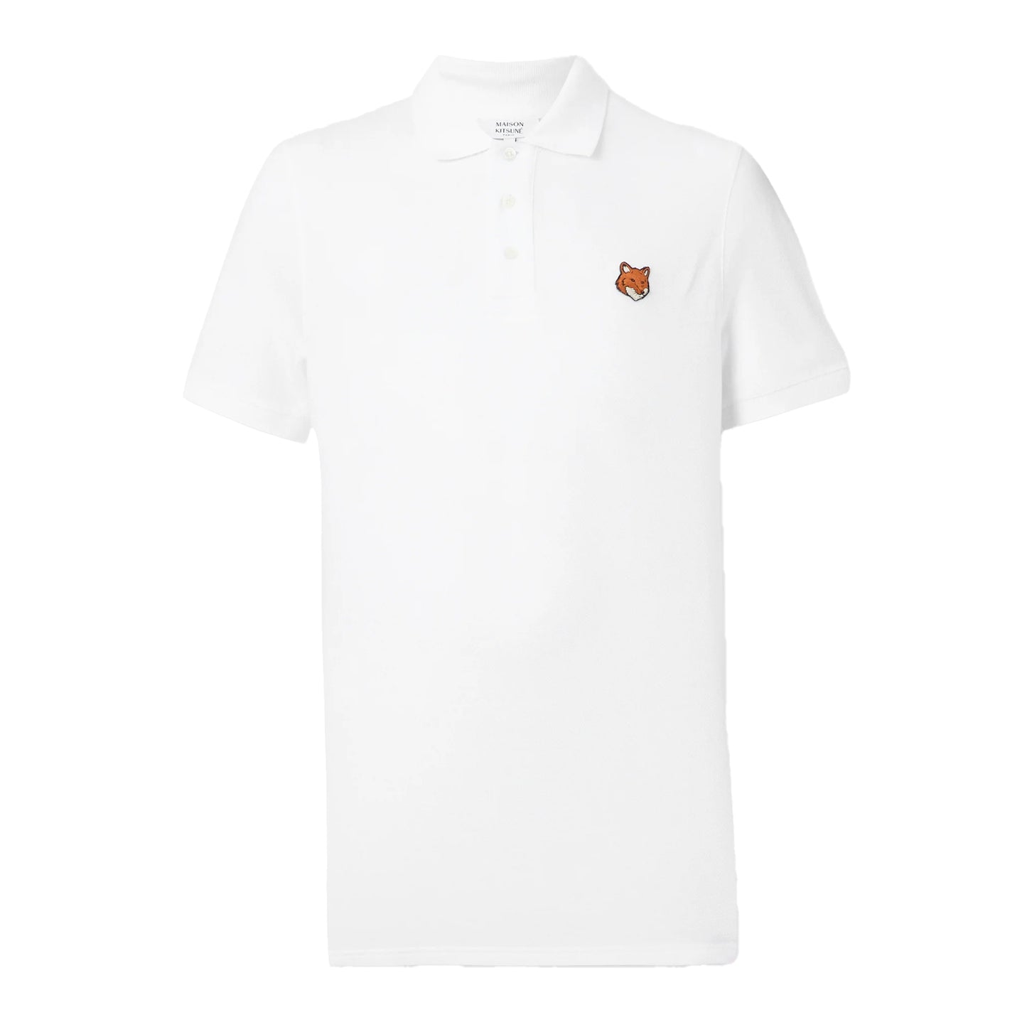 White - Front - Maison Kitsuné Mens Fox Short-Sleeved Polo Shirt