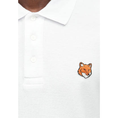 White - Side - Maison Kitsuné Mens Fox Short-Sleeved Polo Shirt