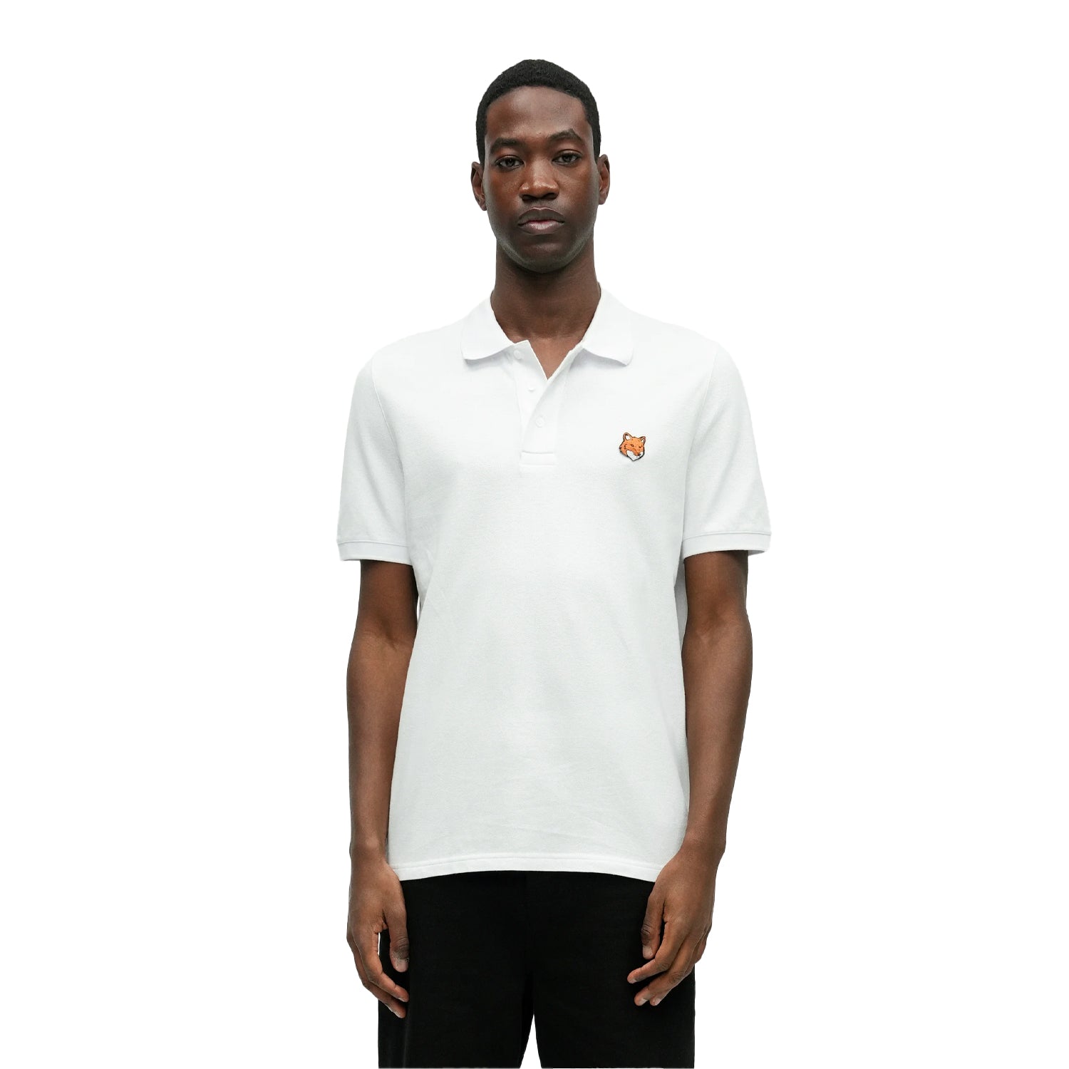 White - Lifestyle - Maison Kitsuné Mens Fox Short-Sleeved Polo Shirt