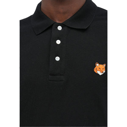 Black - Side - Maison Kitsuné Mens Fox Short-Sleeved Polo Shirt
