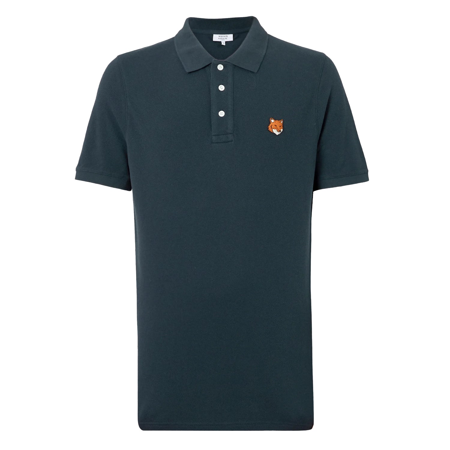 Classic Navy Blue - Front - Maison Kitsuné Mens Fox Short-Sleeved Polo Shirt