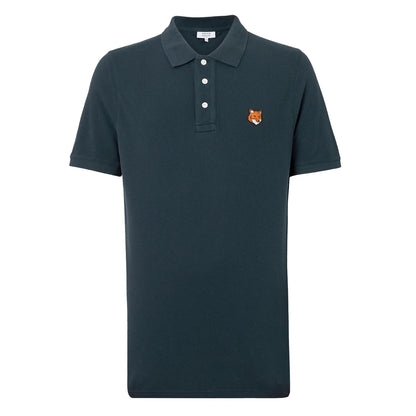 Classic Navy Blue - Front - Maison Kitsuné Mens Fox Short-Sleeved Polo Shirt