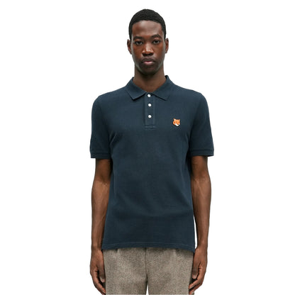 Classic Navy Blue - Lifestyle - Maison Kitsuné Mens Fox Short-Sleeved Polo Shirt