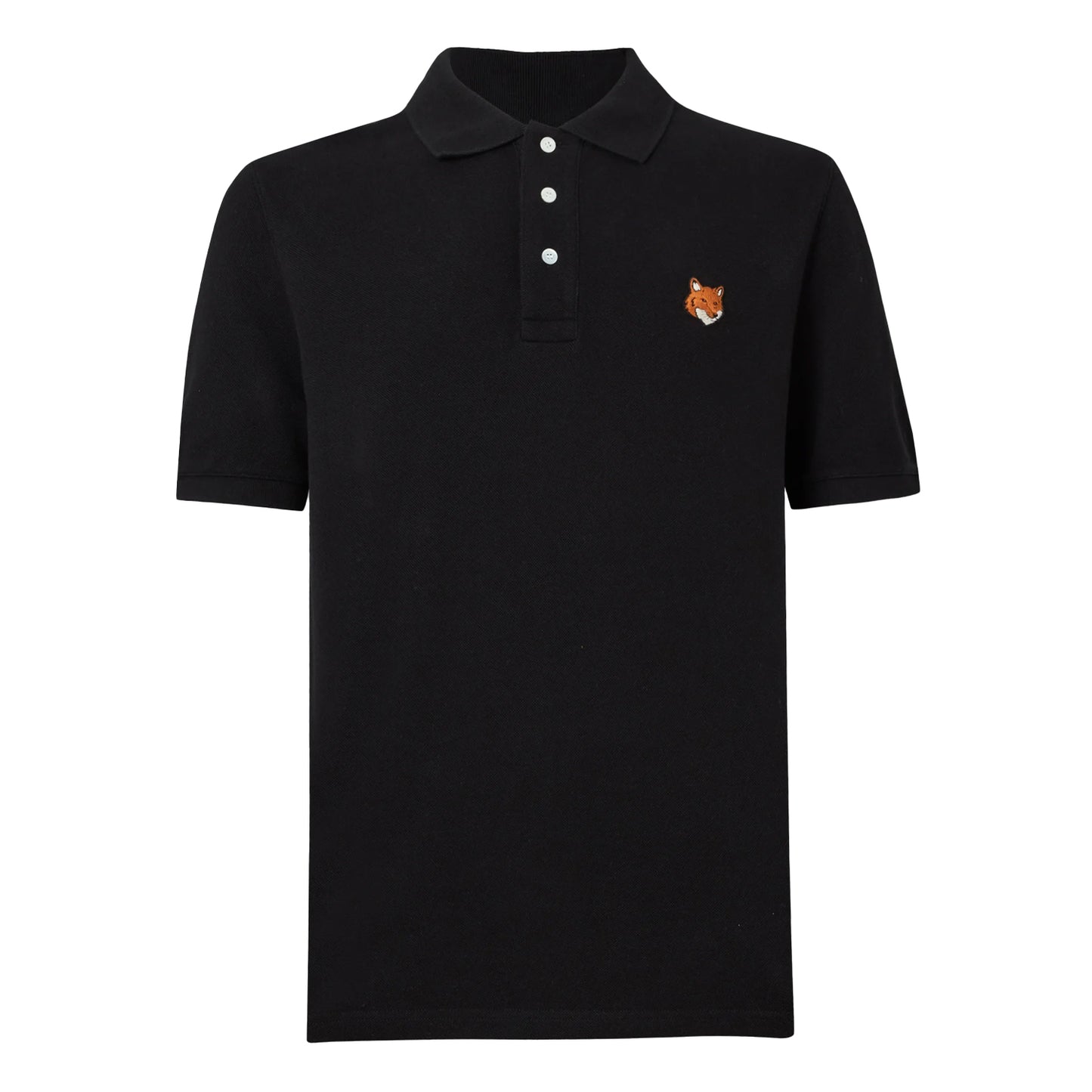 Black - Front - Maison Kitsuné Mens Fox Short-Sleeved Polo Shirt