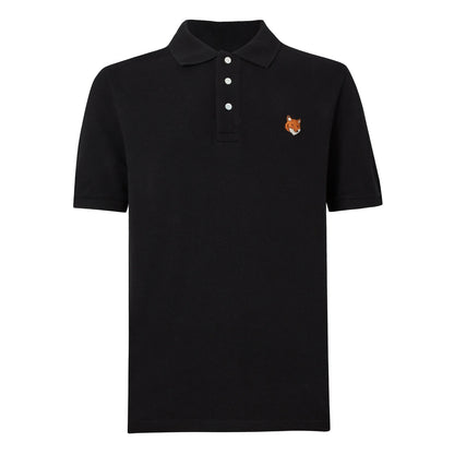 Black - Front - Maison Kitsuné Mens Fox Short-Sleeved Polo Shirt