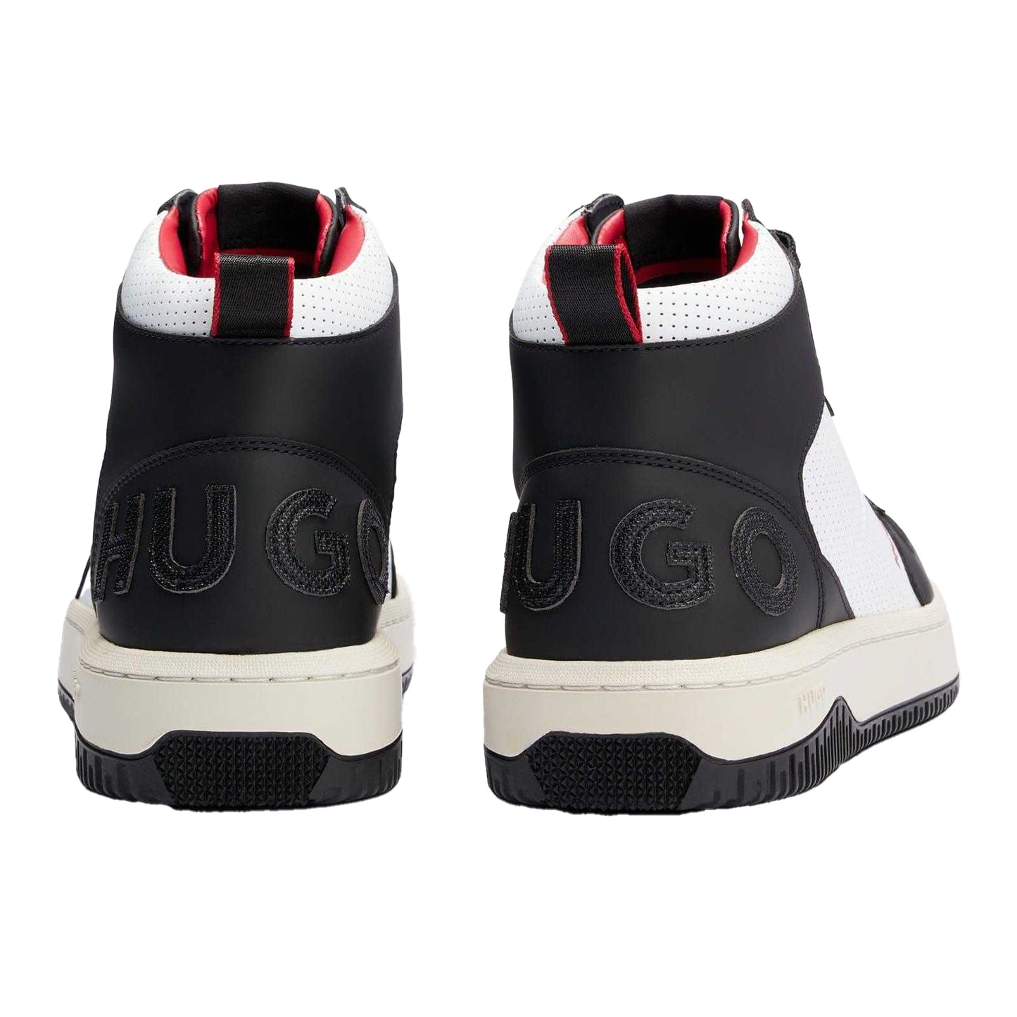 White-Black - Back - Hugo Mens Kilian Leather High-top Trainers