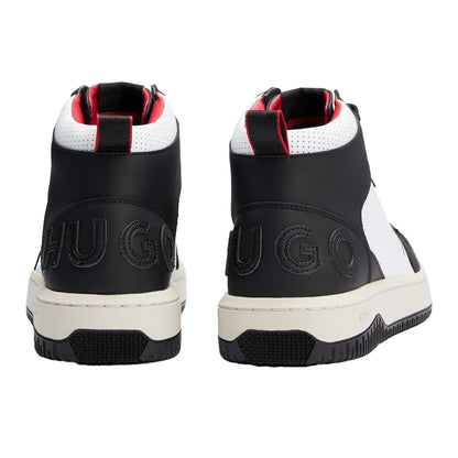 White-Black - Back - Hugo Mens Kilian Leather High-top Trainers