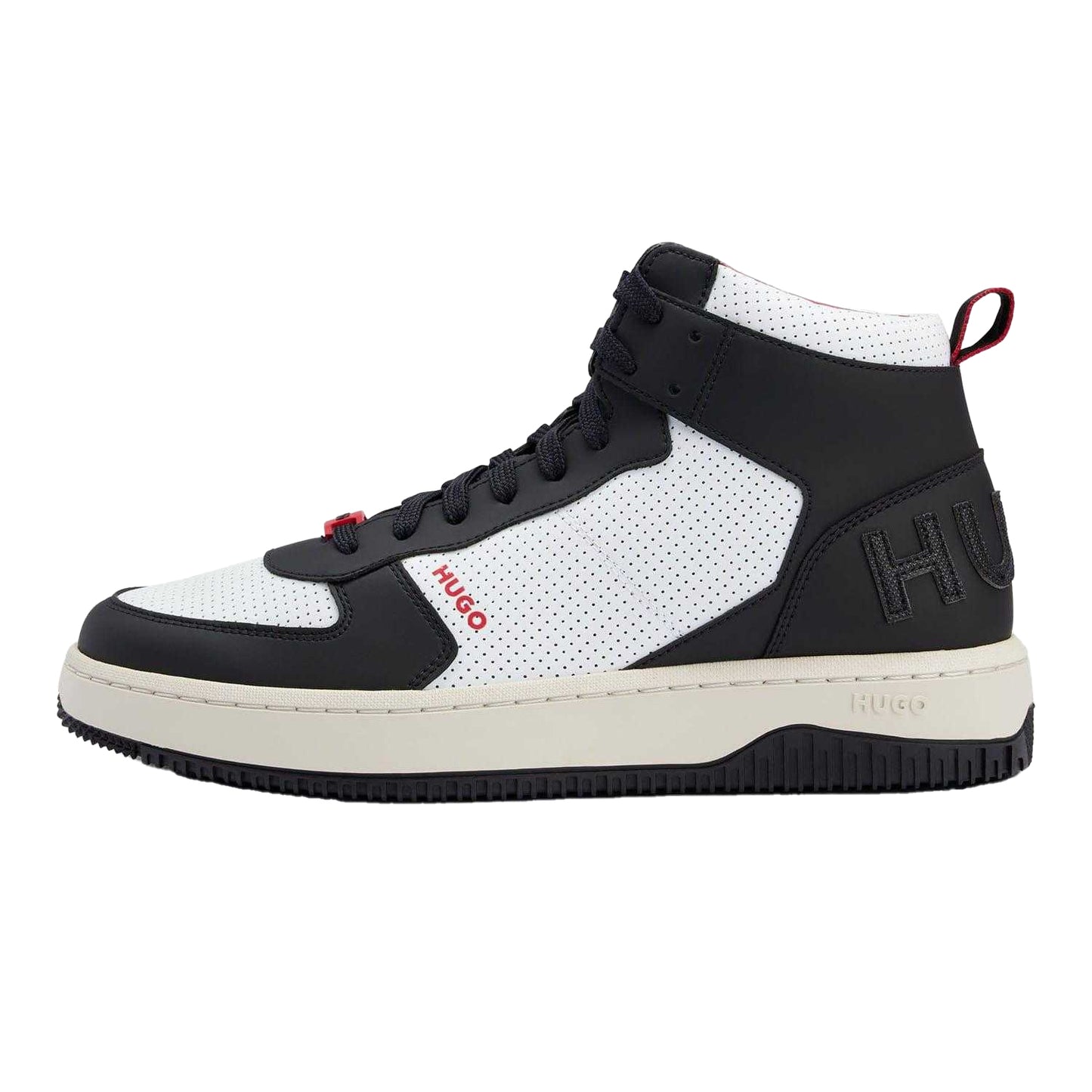 White-Black - Side - Hugo Mens Kilian Leather High-top Trainers