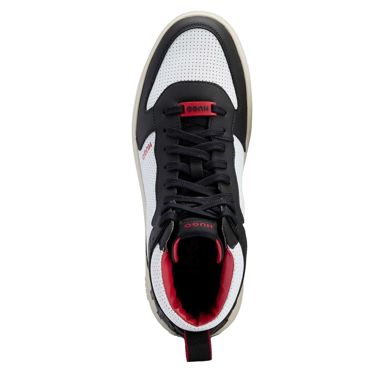 White-Black - Pack Shot - Hugo Mens Kilian Leather High-top Trainers
