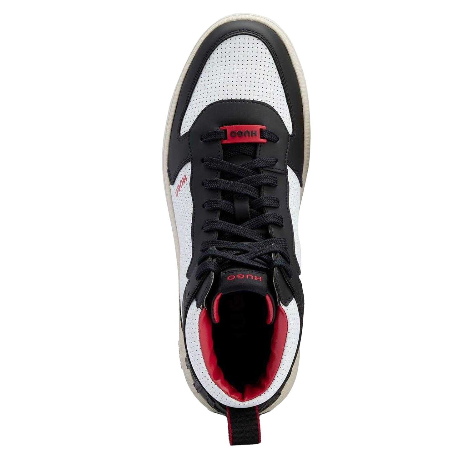 White-Black - Pack Shot - Hugo Mens Kilian Leather High-top Trainers