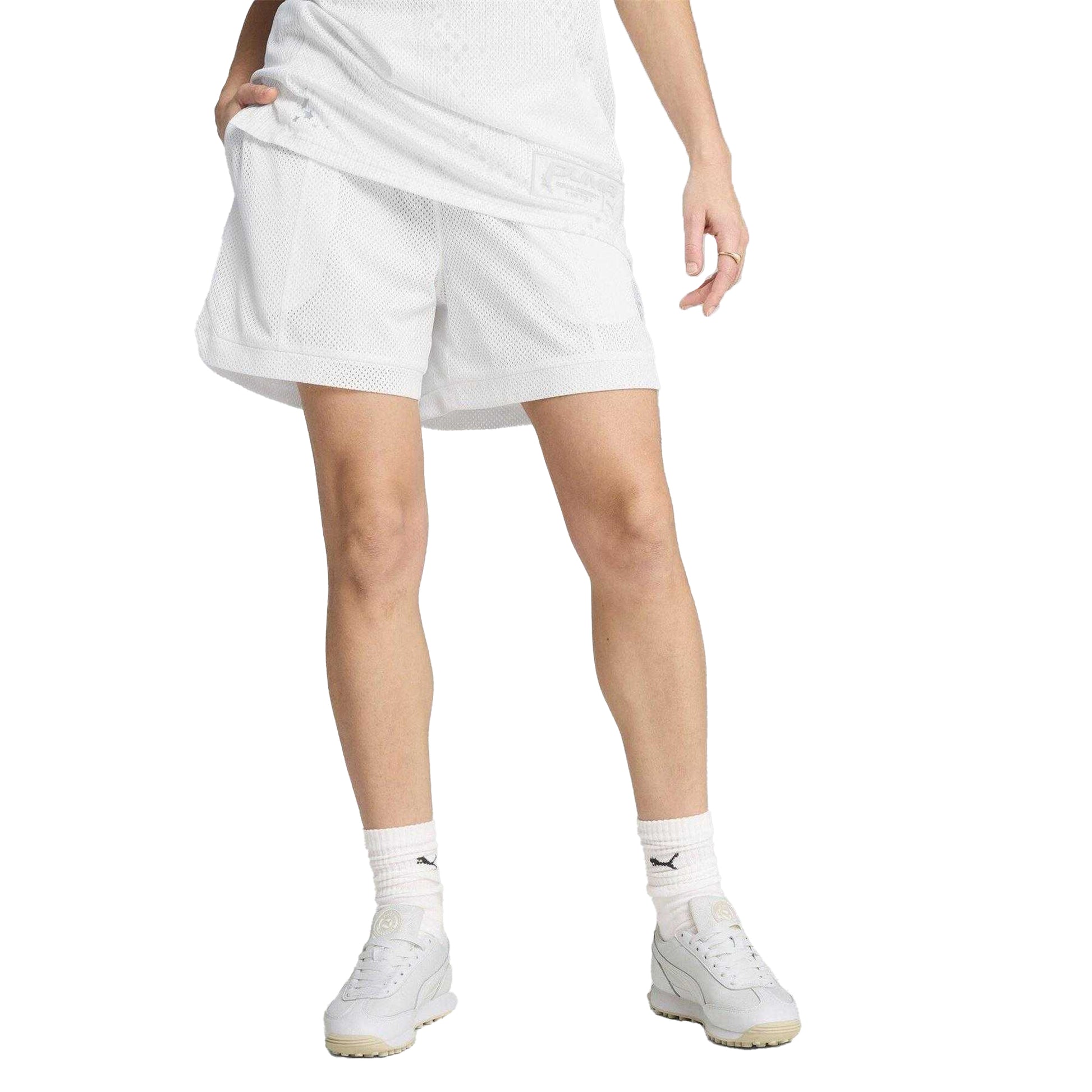 Puma White - Side - Puma Womens-Ladies Jersey Sweat Shorts