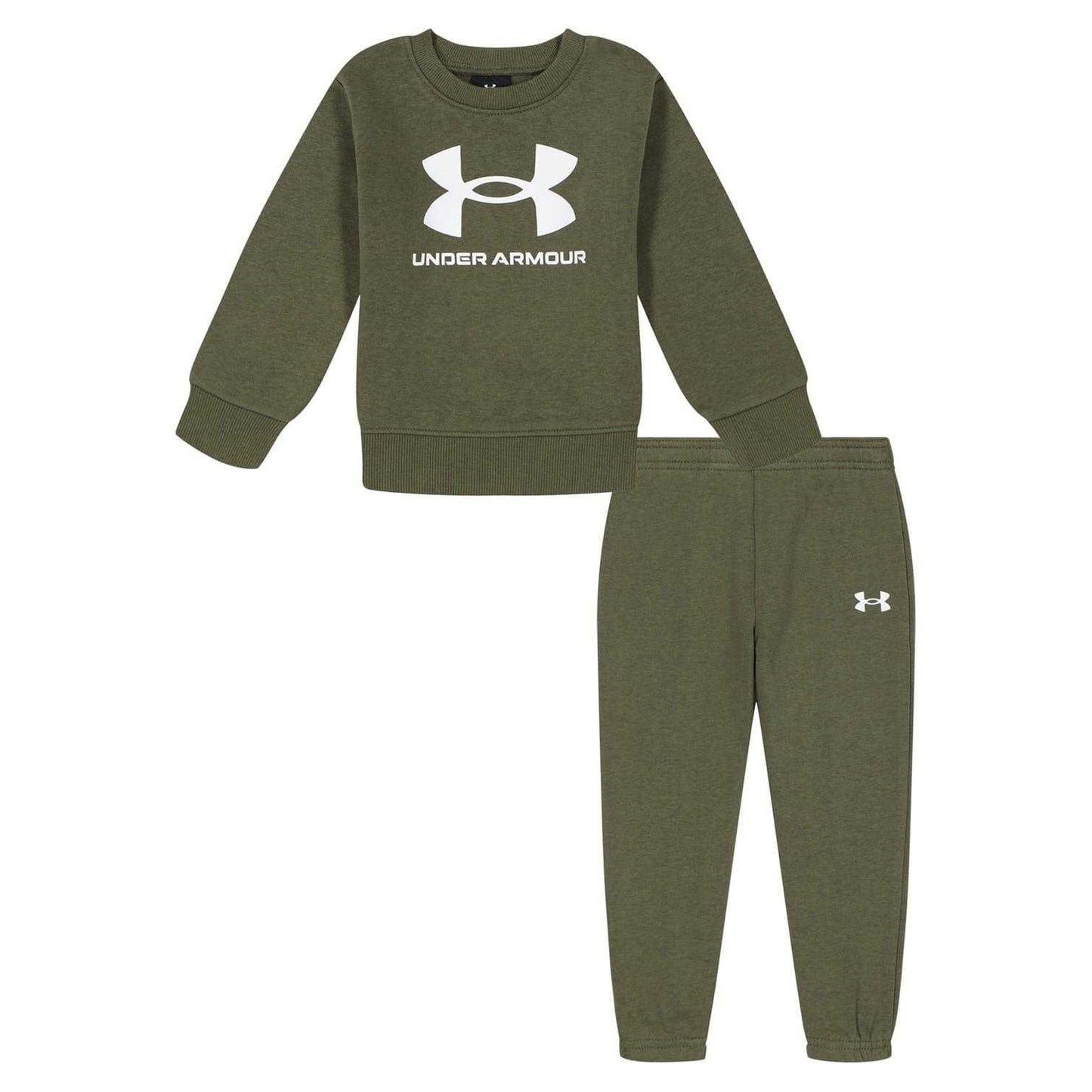 Marine-White - Front - Under Armour Baby Boys Big Logo Sweatshirt & Jogging Bottoms Set