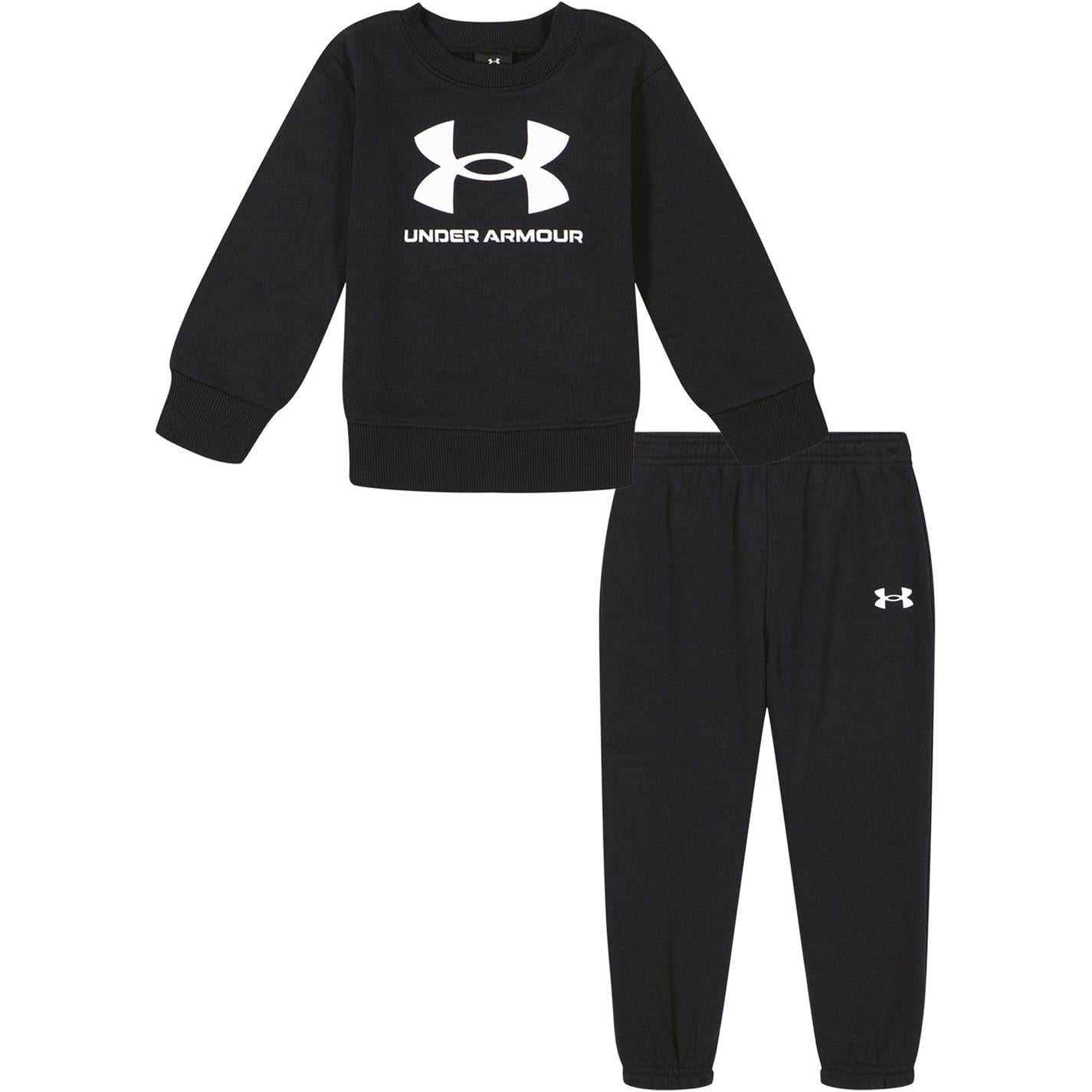 Black-White - Front - Under Armour Baby Boys Big Logo Sweatshirt & Jogging Bottoms Set
