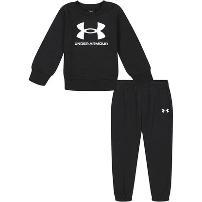 Black-White - Front - Under Armour Baby Boys Big Logo Sweatshirt & Jogging Bottoms Set