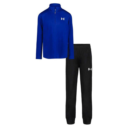 Tech Blue-Black - Front - Under Armour Boys Quarter Zip Tracksuit Set
