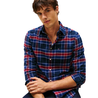 Navy - Side - Tommy Hilfiger Mens Tartan Shirt