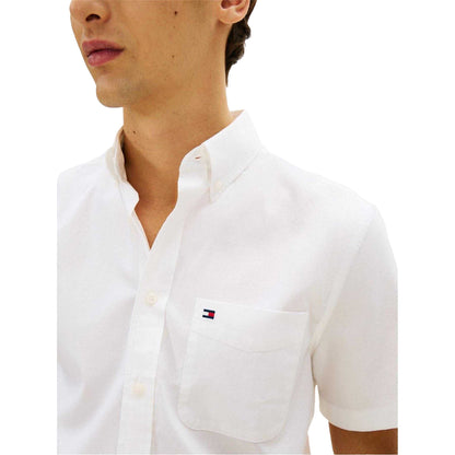 White - Side - Tommy Hilfiger Mens Oxford Cotton Short-Sleeved Shirt