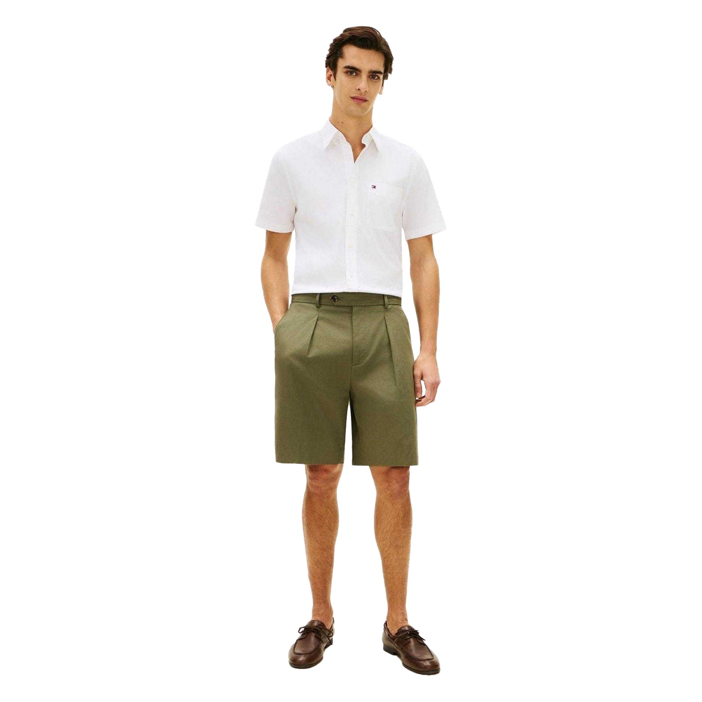White - Pack Shot - Tommy Hilfiger Mens Oxford Cotton Short-Sleeved Shirt