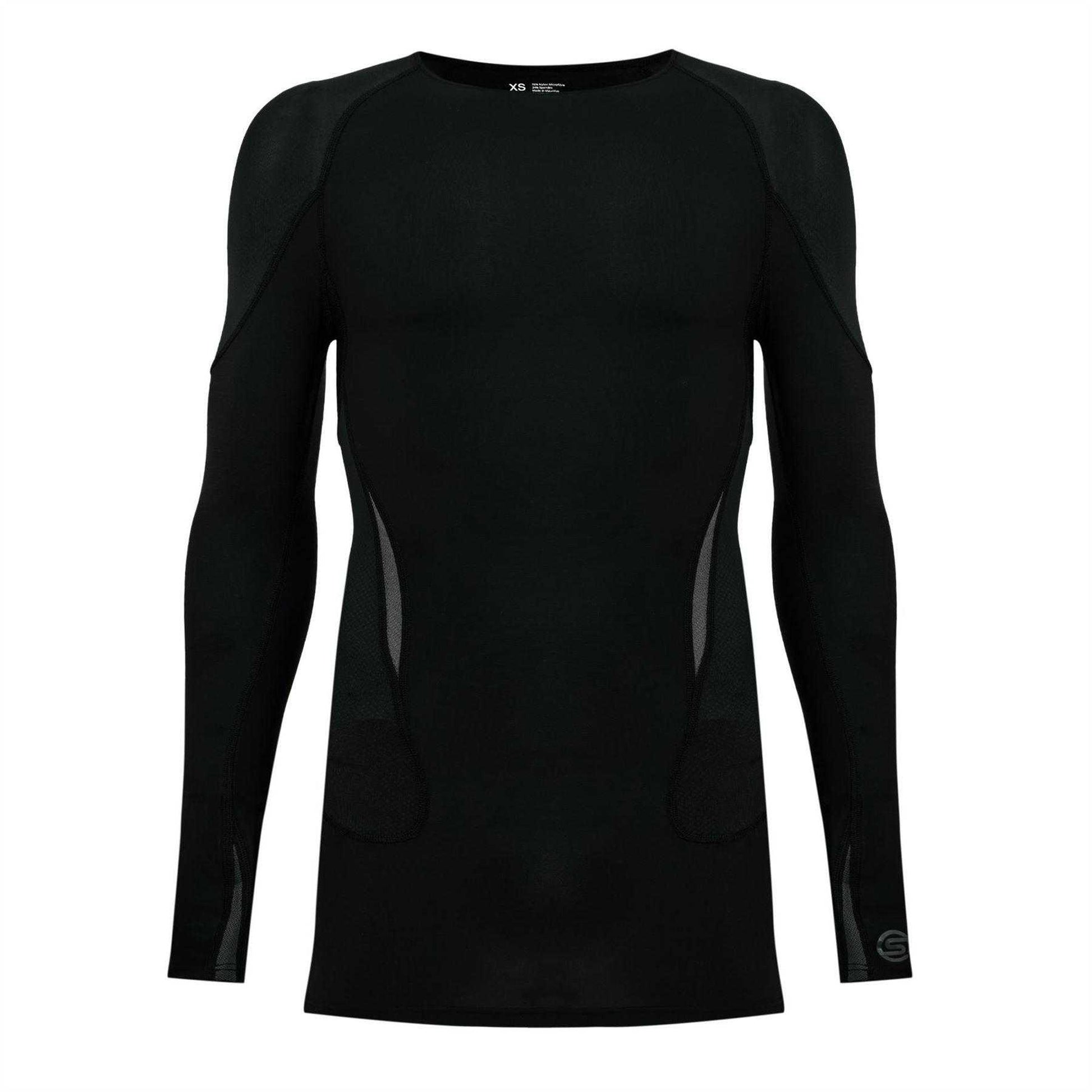 Black-Grey - Front - Skins Mens G400 Plain Performance Long-Sleeved Top