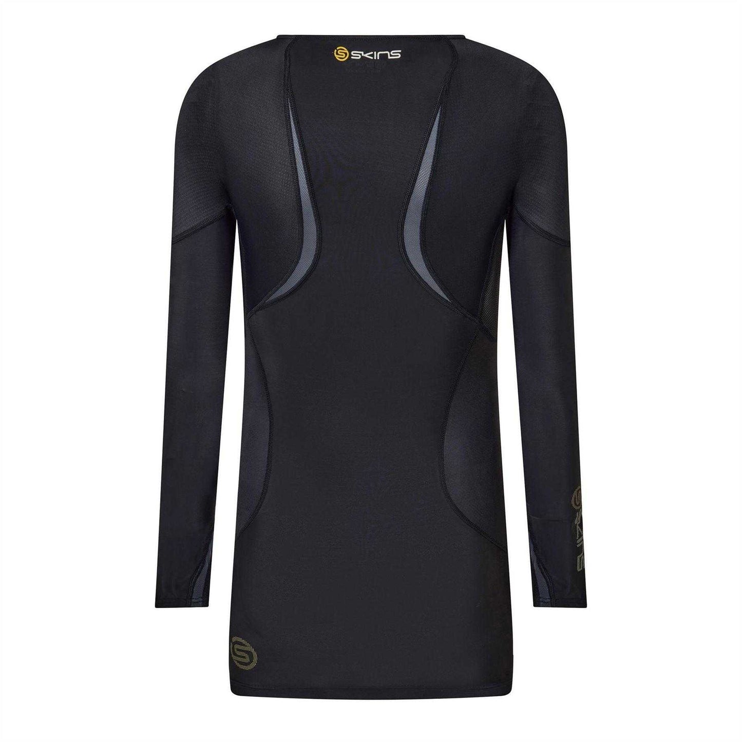 Black-Yellow - Back - Skins Mens G400 Plain Performance Long-Sleeved Top