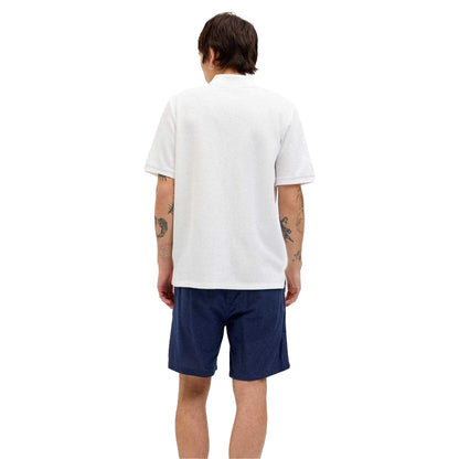 White - Back - Jack And Jones Mens Textured Zip Neck Short-Sleeved Polo Shirt