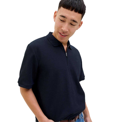 Navy Blazer - Lifestyle - Jack And Jones Mens Textured Zip Neck Short-Sleeved Polo Shirt